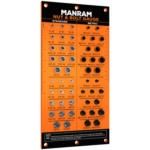 Nut & Bolt Thread Checker - Bolt Size and Thread Gauge Standard and Metric Sizes